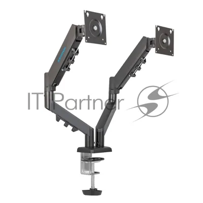 Кронштейн Kromax OFFICE-14 черный, 4 шт/уп. Кр. стал. настол. для 2-х мон. 15"-32", max 2x10 кг, 6 ст. св., нак. +90° -45°, пов. 180°, max VESA 100x100