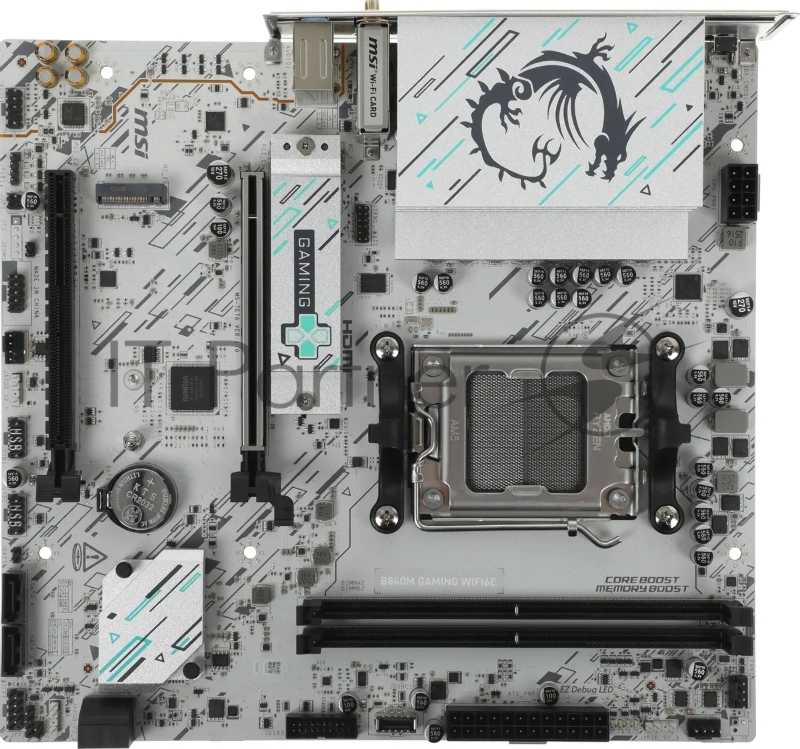Материнская плата MSI B840M GAMING WIFI6E, AM5, AMD B840, 2xDDR5, 4xSATA, 2xM.2, 1xPCIe 4.0 x16, 1xPCIe 3.0 x4, 1xDP, 1xHDMI, 1x2.5Gb LAN, Wi-Fi 6E, Bluetooth 5.3, 4xUSB-A 5Gbps, 2xUSB-A 2.0, 2x3.5 мм, 7.1, mATX