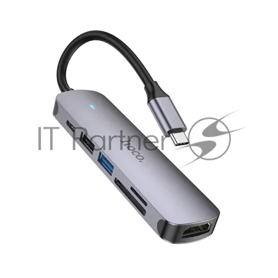 Док-станция Hoco HB28, USB Type-C, USB 3.0/PD100W/SD/TF/USB 2.0/HDMI, USB Type-C