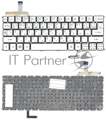 Клавиатура для ноутбука Acer Aspire S7-191 серебристая с подсветкой