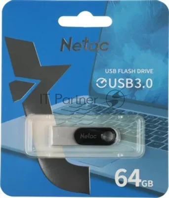 Флешка USB Netac U278 (NT03U278N-128G-32PN), 128Gb, USB 3.0, R/W 110/45, серебристый/черный