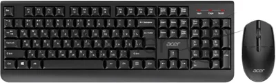 Комплект клавиатура+мышь Acer OCC401 беспроводной, USB, 1600 DPI, чёрный