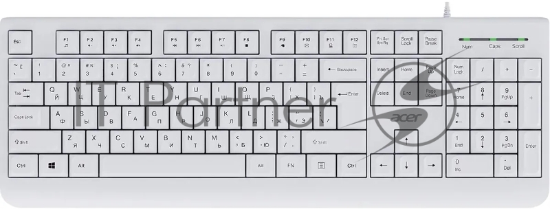 Клавиатура Acer OKW400 проводная, USB Type-A, белый