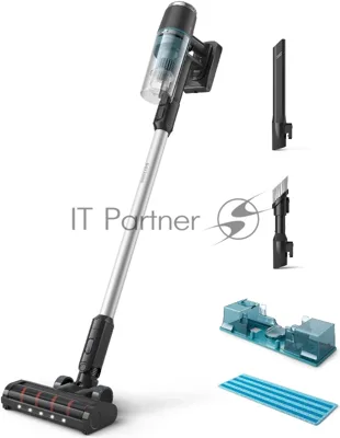 Пылесос вертикальный Philips XC3133/01 черный, питание от аккумулятора, уборка сухая/влажная, пылесборник 0,4 л