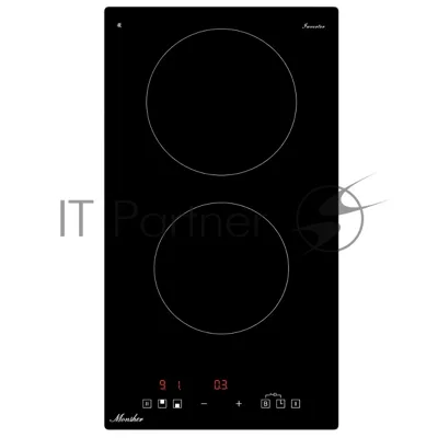 Индукционная варочная панель Monsher MHI 3003, High-Tech, индукция, 30 см, 2 зоны нагрева, inverter, сенсорное управление, 9 уровней мощности, автоматическое отключение, пауза, Booster, таймер, черный