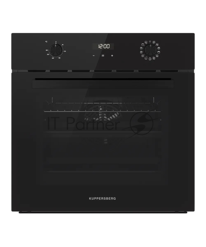 Духовой шкаф Kuppersberg HF 678 B, High-Tech, 70 л, дисплей, поворотное/сенсорное управление, таймер, макс. температура 300 градусов, телескопические направляющие (на 1 уровень), черный