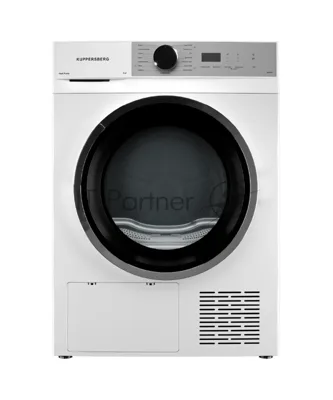 Сушильная машина Kuppersberg DM 611 W, отдельностоящая, тепловой насос, 8 кг, 15 программ, отсрочка старта, защита от сминания, ультрафиолет, электронное управление, белый