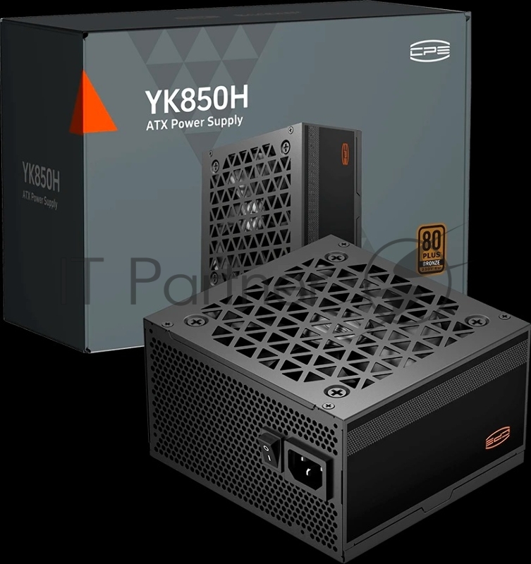 Блок питания ПК Power Supply PCCooler, 850W 80+ Bronze (ATX, ATX 3.1, Non-modular, 1x24(20+4)pin 550мм, 2xCPU*2 8(4+4)pin 650мм, 4xPCIe*2 8(6+2)pin 500+120мм, 1x12V-2x6 600мм, 8xSATA*3+MOLEX4pin*2, Active, 120x120мм, 140x150x86mm, APFC, OVP/UVP/OCP/SCP/OTP/OPP/SPD)