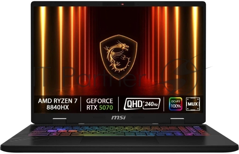 Ноутбук MSI Crosshair A16 HX D8WGKG-078XRU AMD Ryzen 7 8840HX/32Gb/SSD 1Tb/RTX 5070 8Gb/16"/IPS/WQXGA/2560x1600/240Hz/NoOS/Cosmos Gray (9S7-15PL21-078)