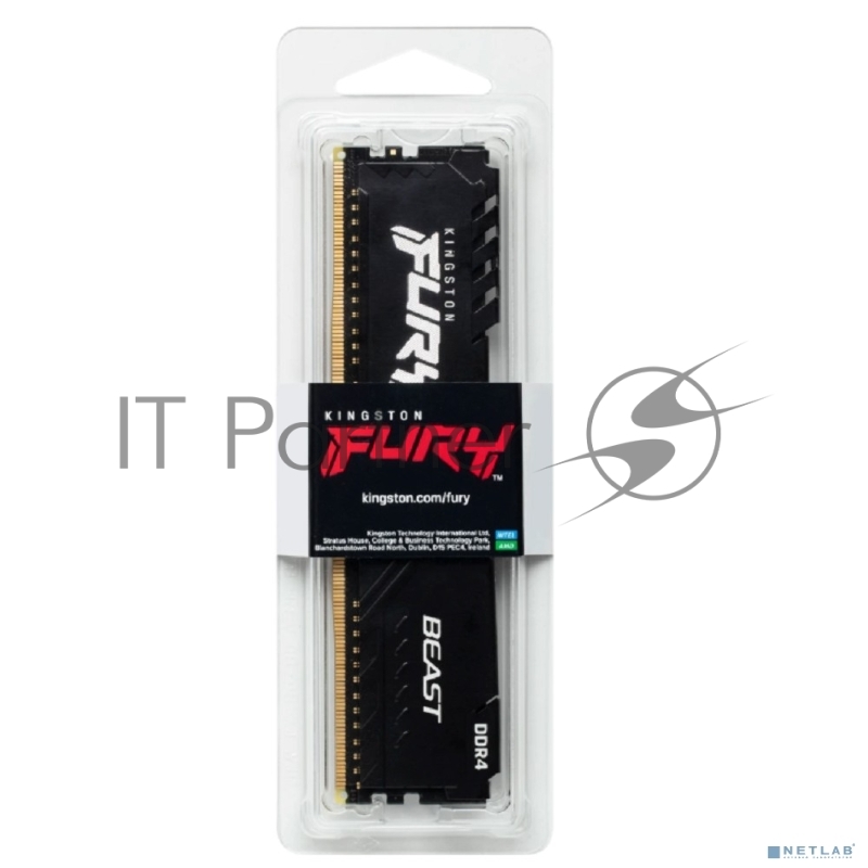 Оперативная память Kingston Fury Beast Black, DDR4, 16GB (1x16GB), 3200 MHz, CL16, с радиатором, черный