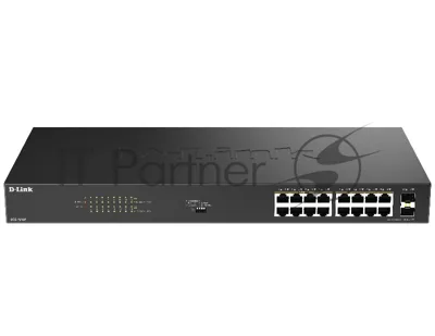 Коммутатор D-Link DGS-1018P/B1A, 16×1 Гбит/с + 2×1 Гбит/с SFP, неуправляемый
