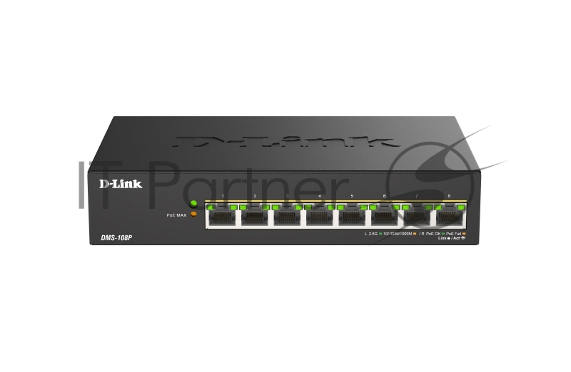 Коммутатор D-Link DMS-108P/A1A, 8×2.5 Гбит/с, неуправляемый