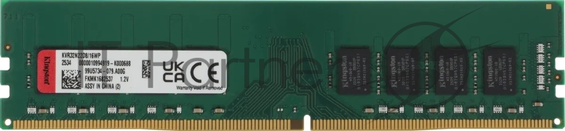Оперативная память Kingston ValueRAM, DDR4, 16GB (1x16GB), 3200 MHz, CL22, без радиатора