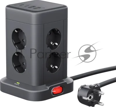 Сетевой фильтр Defender ILS 453 (3 м, 8 розеток, 2USB-A, 2USB-C)