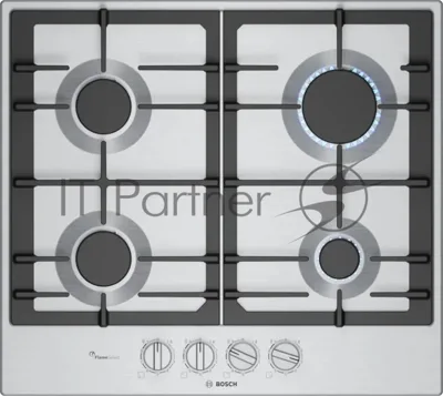 Газовая варочная поверхность Bosch PCP6A5I90M, 4 конфорки, нержавеющая сталь, 7500 Вт