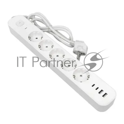 Удлинитель EKF UBA-LUX-515-TC 5х1.5 м IP20 2USB 2.4А+2type-C LUX 1.5 кв.мм