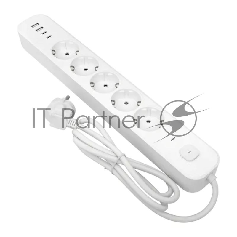 Удлинитель EKF UBA-LUX-503-TC 5х3 м IP20 2USB 2.4А+2type-C LUX 1.5 кв.мм
