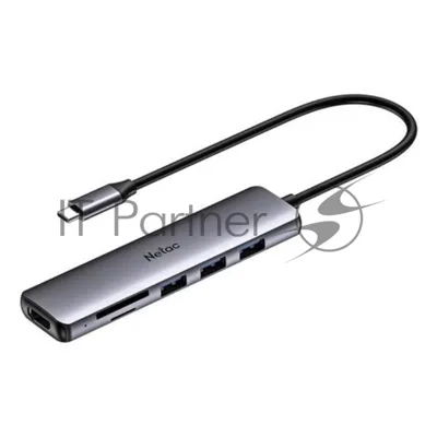 USB-концентратор Netac WF14, USB Type-C, USB/HDMI/MicroSD/SD, USB
