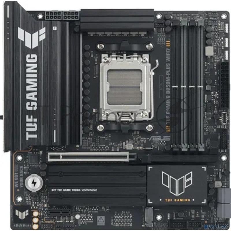 Материнская плата Asus TUF GAMING B850M-PLUS WIFI7, AM5, AMD B850, 4xDDR5, 4xSATA, 3xM.2, 1xPCIe 5.0 x16, 1xPCIe 3.0 x1, 1xDP, 1xHDMI, 1x2.5Gb LAN, Wi-Fi 7, Bluetooth 5.4, 1xUSB-C 20Gbps, 3xUSB-A 10Gbps, 4xUSB-A 5Gbps, 4xUSB-A 2.0, 3x3.5 мм, 7.1, mATX