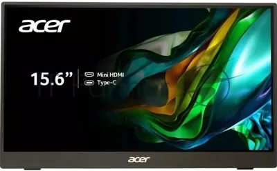 Монитор 15.6" Acer PM161QJbmiuux IPS 1920x1080, 60 Гц, 6 мс, 16:9, 250 кд/м², mini-HDMI, 2xUSB-C, 3.5 Jack, динамики (2x1 Вт), HDR10, FreeSync, черный