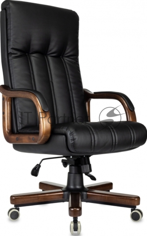 Кресло руководителя Бюрократ T-9932Walnut черный, кожа, крестов. металл/дерево