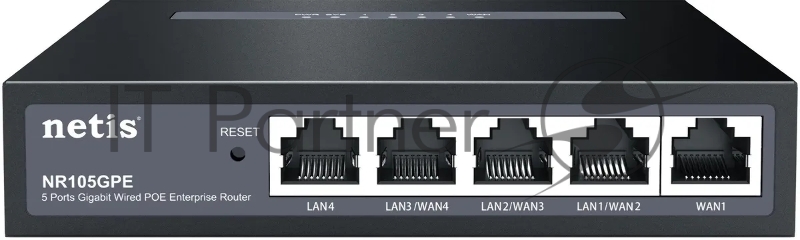 Маршрутизатор Netis NR105GPE, 4×1 Гбит/с WAN/LAN (4 PoE+) + 1×1 Гбит/с WAN, Multi-WAN, управляемый