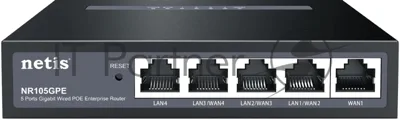 Маршрутизатор Netis NR105GPE, 4×1 Гбит/с WAN/LAN (4 PoE+) + 1×1 Гбит/с WAN, Multi-WAN, управляемый