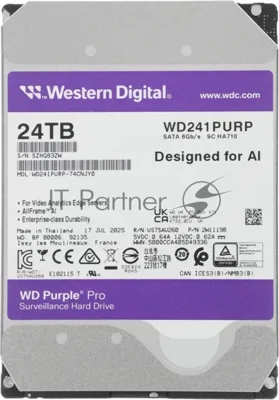 Жесткий диск HDD WD Purple Pro 24Tb 7200rpm SATA 512Mb 3.5"