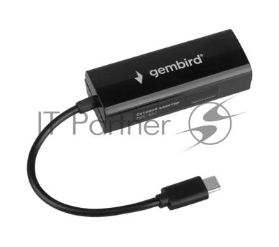 Сетевой адаптер Ethernet Gembird NIC-U10, Type-C USB 2.0 - Fast Ethernet adapter, пластик, черный, RTL8152