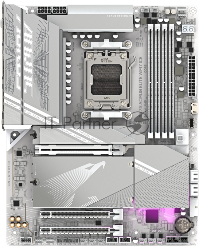 Материнская плата Gigabyte X870 A ELITE X ICE Socket AM5 AMD X870 4xDDR5 ATX AC`97 8ch(7.1) 2.5Gg RAID+HDMI