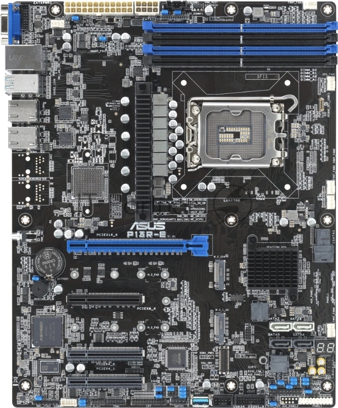 Серверная материнская плата ASUS P13R-E, LGA 1700, Intel C266, 4xDDR5, 4xSATA, 2xM.2, 1xPCIe 5.0 x16, 3xPCIe x8, 1xVGA, 2x1Gb LAN, IPMI, 4xUSB-A 10Gbps, 2xUSB-A 2.0, ATX
