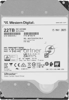 Жесткий диск серверный WD 22Tb 7200rpm Ultrastar DC 3.5" HC580 SATA 6Gb/s, 512MB, 512e/4Kn