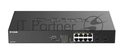 Коммутатор D-Link DGS-1010P/B1A, 8×1 Гбит/с + 2×1 Гбит/с SFP, неуправляемый