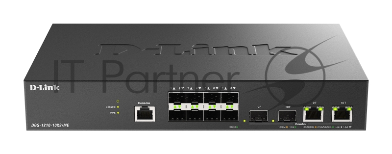 Коммутатор D-Link DGS-1210-10XS/ME/C1A, 8×1 Гбит/с SFP + 2×10 Гбит/с Combo, управляемый
