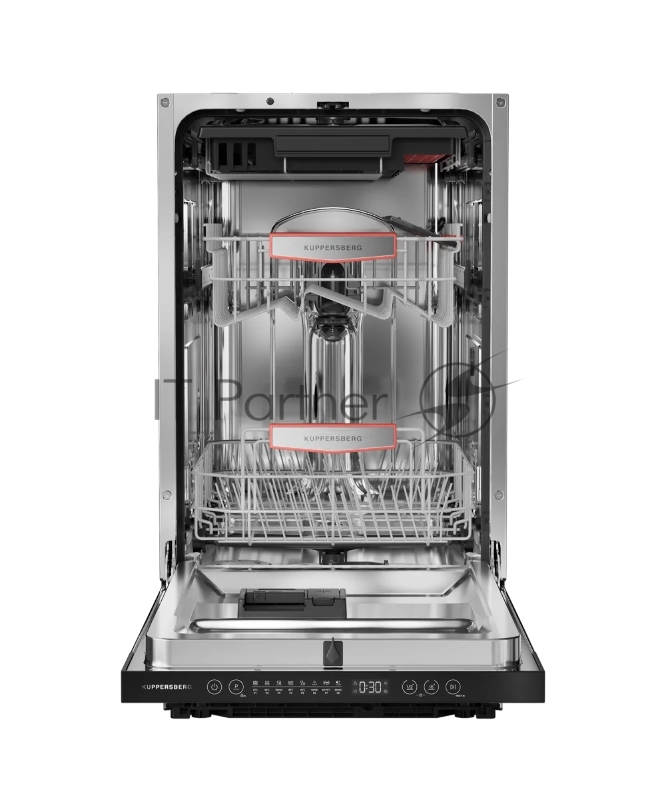 Встраиваемая посудомоечная машина Kuppersberg GHL 4530, High-Tech, 45 см, 11 комплектов, 8 программ, 3 корзины, лифт-механизм, конденсационная сушка, луч на полу, полная защита от протечек, индикатор отсутствия соли и ополаскивателя, отображение времени мытья, сенсорное управление, самодиагностика неисправностей, защита от детей, уровень шума 42 дб, энергоэффективность А
