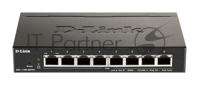 Коммутатор D-Link DGS-1100-08PV2/A4A, 8×1 Гбит/с, настраиваемый