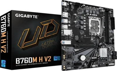 Материнская плата Gigabyte B760M H V2, LGA 1700, Intel B760, 2xDDR5, 4xSATA, 1xM.2, 1xPCIe 4.0 x16, 1xPCIe x1, 1xHDMI, 1xDP, 1x1Gb LAN, 3xUSB-A 5Gbps, 4xUSB-A 2.0, 3x3.5 мм, 7.1, mATX