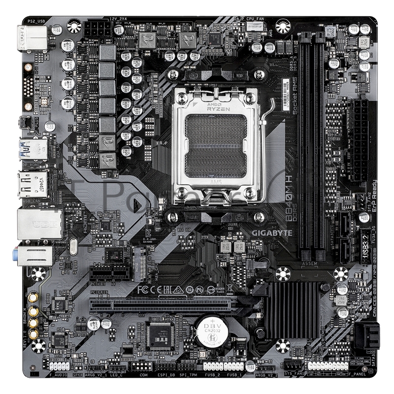 Материнская плата Gigabyte B840M-H, AM5, AMD B840, 2xDDR5, 4xSATA, 1xM.2, 1xPCIe 4.0 x16, 1xPCIe x1, 1xHDMI, 1xDP, 1x1Gb LAN, 1xUSB-A 10Gbps, 1xUSB-A 5Gbps, 4xUSB-A 2.0, 1xPS/2, 3x3.5 мм, 7.1, mATX
