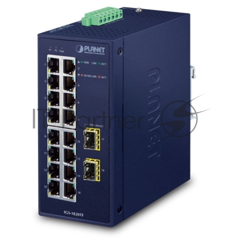 Коммутатор PLANET IGS-1820TF, 16×1 Гбит/с + 2×1 Гбит/с SFP, неуправляемый