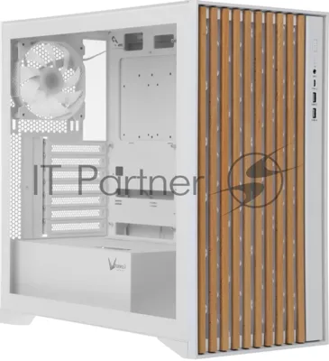 Корпус Formula V Line TimberLine T0 White, ATX, wood+plastic front, TYPE-C*1, USB3.0*2, FRONT 3x120мм FRGB, REAR 1x120мм FRGB