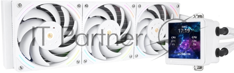 Система жидкостного охлаждения Thermalright Frozen Vision 360 V2 (360мм, LED, White, ARGB/Fans: 3x120мм, 69CFM, 27dBA, 2150RPM/Pump height 60мм, 23dBA, 3000RPM, Rad thickness 27мм/S: 1700, 1200, 1851, 115X, 2011, 2066, AM5, AM4)