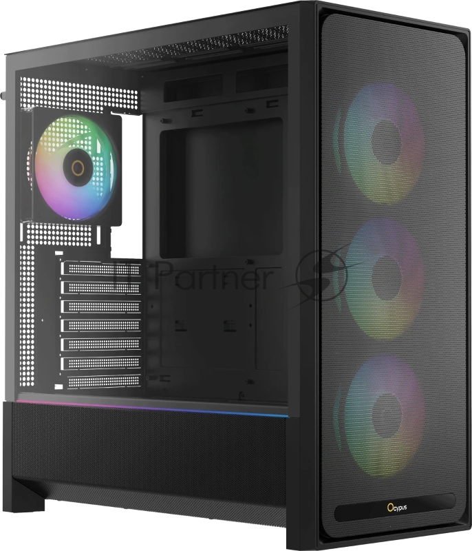Корпус Ocypus Delta C70 BK ARGB, Midi-Tower, чёрный, 4 x 120 мм