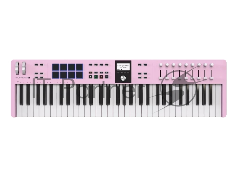 Клавиатура MIDI 231535 Arturia KeyLab Essential 61 mk3 Rose Quartz 61 клавиша, LCD дисплей, 9 энкодеров, 8 пэдов, 9 фейдеров, 12 кнопок управления, колеса высоты тона и модуляции, 1/4" Jack вход для педали, MIDI выход, Type-C