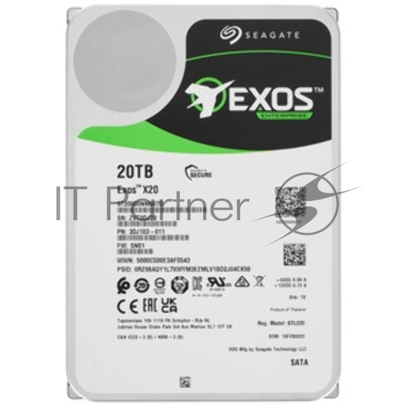 Жесткий диск HDD Seagate Exos X20 20Tb 7200rpm SATA 512Mb 3.5"