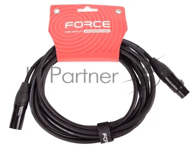 Кабель микрофонный FORCE FMC-06/4.5XLR (M) - XLR (F), высококачественный балансный, малошумящий с проводниками из безкислородной меди OFC, диаметр 6 мм, черные профессиональные металлические разъемы, длина 4,5 м, цвет черный