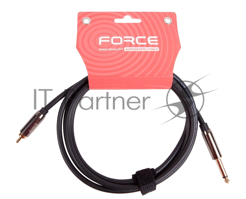 Кабель аудио FORCE FLC-09/21/4" TS Jack - RCA, высококачественный моно, используется для подключения студийных мониторов к аудио интерфейсам, диаметр 6 мм, металлические корпуса, позолоченные разъемы, длина 2 м