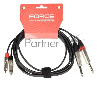 Кабель аудио FORCE FLC-37/32x1/4" TS Jack (M) - 2xRCA (M), стерео, используется для подключения бытовых и профессиональных аудио устройств между собой, диаметр кабеля 4,8 мм, профессиональные металлические разъемы, длина 3 м