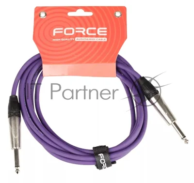 Кабель гитарный FORCE FGC-09/3 VT1/4" TS Jack - 1/4" TS Jack, высококачественный, малошумящий с проводниками из безкислородной меди OFC, диаметр 6 мм, профессиональные металлические разъемы, длина 3 м, цвет фиолетовый