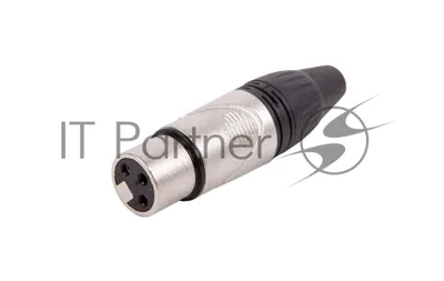 Разъем аудио FORCE CFA-022XLR (F), материал контактных частей медь с серебряным покрытием, покрытие корпуса никель, цвет матовый серебристый/черный