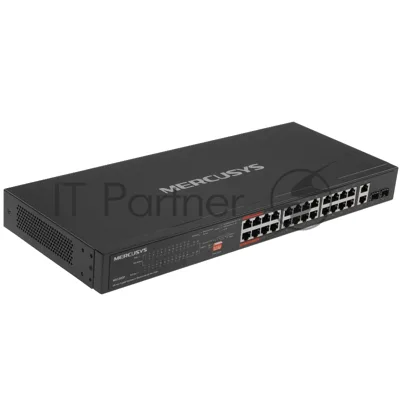 Коммутатор Mercusys MS128GP, 24×1 Гбит/с PoE + 2×1 Гбит/с + 2×1 Гбит/с SFP, неуправляемый